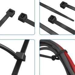 Colliers de fixation en nylon. Noirs. 7,6x550 - 50pces-Velamp Hot