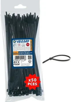 Colliers de fixation en nylon. Noirs. 7,6x550 - 50pces-Velamp Hot