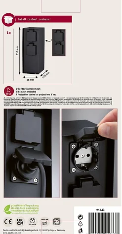 Colonne de prises Rio Quadruple IP44 Anthracite^Paulmann