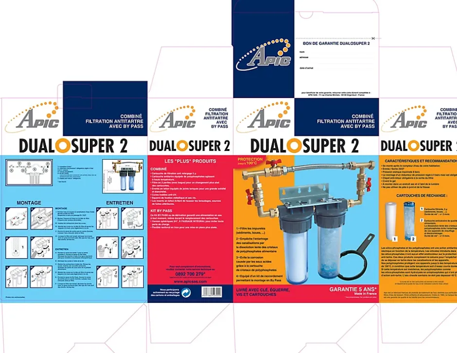 Combiné anti tartre Dualofiltre Super 2 + accessoires + Bypass^Apic Online
