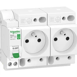 Combiné disjoncteur + 2 prises modulaires courbe C phase + neutre 16A Resi9 XE^Schneider Electric Discount