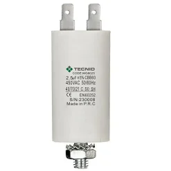 Condensateur de démarrage pour moteurs électriques, 450V, capacité : 2,5 microfarad, 4 broches / M8-Tecnid Best