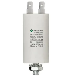 Condensateur de démarrage pour moteurs électriques, 450V, capacité : 50 microfarad, 4 broches / M8^Tecnid Discount
