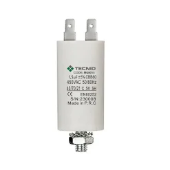 Condensateur de démarrage pour moteurs électriques, 450 V, capacité : 1,5 microfarad, 4 broches/M8^Tecnid Outlet