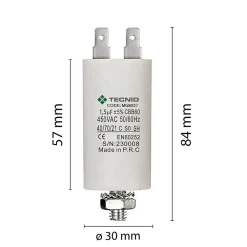 Condensateur de démarrage pour moteurs électriques, 450V, capacité : 2 microfarad, 4 broches / M8-Tecnid Sale