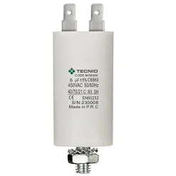 Condensateur de démarrage pour moteurs électriques, 450V, capacité : 6 microfarad, 4 broches / M8^Tecnid Discount