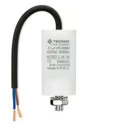 Condensateur de démarrage pour moteurs électriques, 450V, capacité : 50 microfarad, avec câble de 15cm-Tecnid Sale