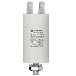 Condensateur de démarrage pour moteurs électriques, 450V, capacité : 8 microfarad, 4 broches / M8^Tecnid