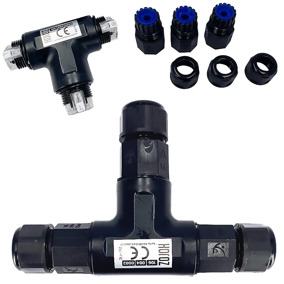 Connecteur de Câble Étanche, IP68, en T, 0,5-2,5 mm², 16 A, 250 V, 2 pcs^Horoz Electric New