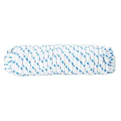 Corde tressée en polypropylène blanche et bleue ø10mm, 15 m-Diall