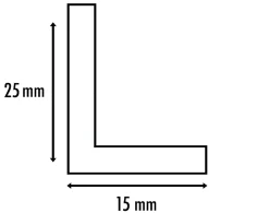 Cornière en alu 15mm x25mm x1.3mm, lg 1950mm (Laqué noir mat)^Homewell Online