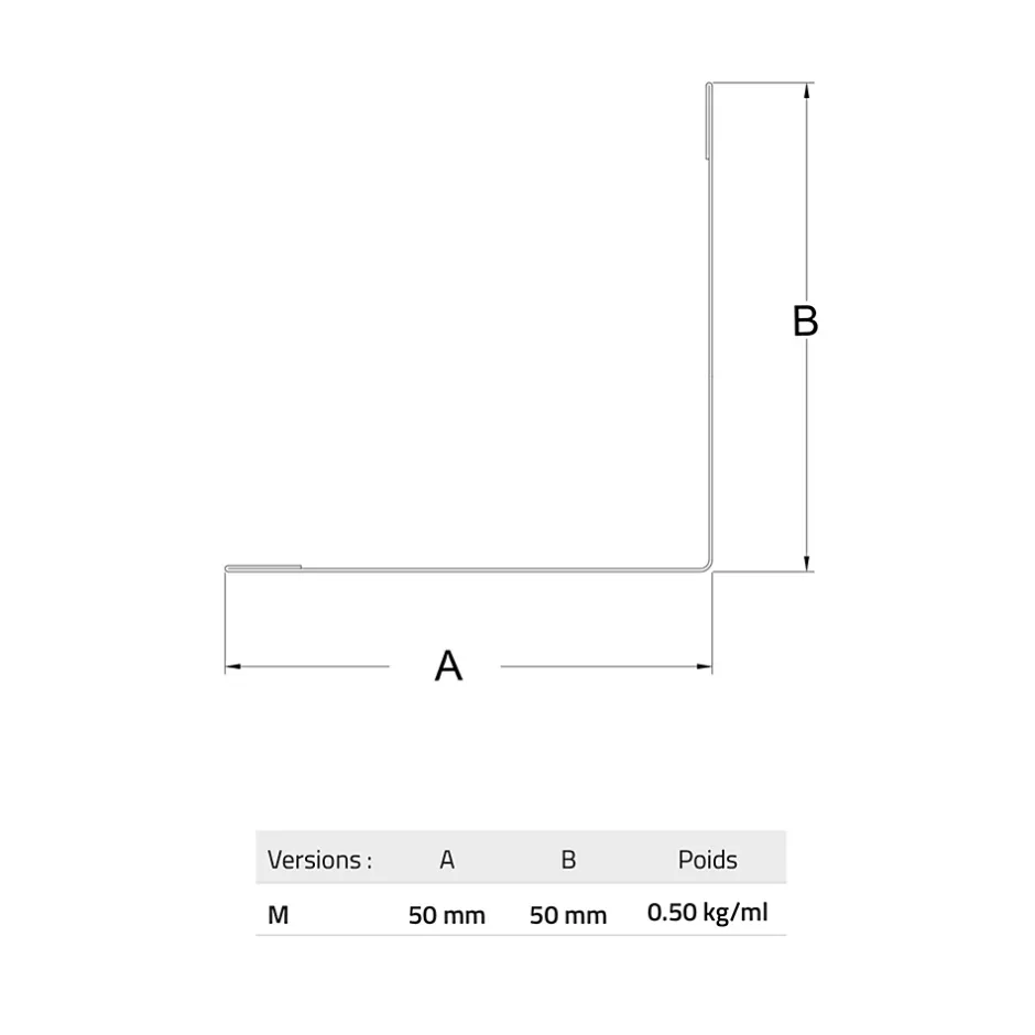 Cornière pour bardage et parement M50 noir mat 50x50x2300 mm-Le Profileur Français Online