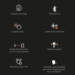 Écouteurs Bluetooth réduction bruit ANC -45dB, ENC -40dB et boitier de charge-Kyf Sale