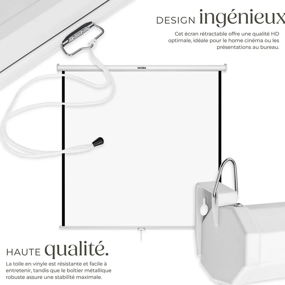 Écran de projection extensible mural en polyester blanc^Tectake Online