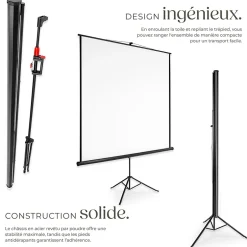 Écran de projection extensible avec un trépied en polyester blanc^Tectake Discount
