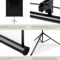 Écran de projection extensible avec un trépied en polyester blanc^Tectake Discount