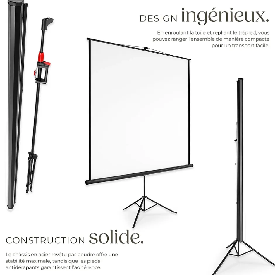 Écran de projection extensible avec un trépied en polyester blanc-Tectake