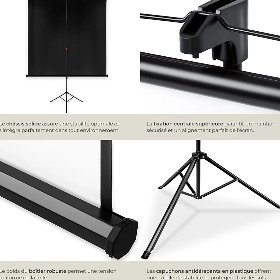 Écran de projection extensible avec un trépied en polyester blanc-Tectake