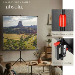 Écran de projection extensible avec un trépied en polyester blanc-Tectake