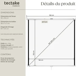 Écran de projection extensible mural en polyester blanc-Tectake Online