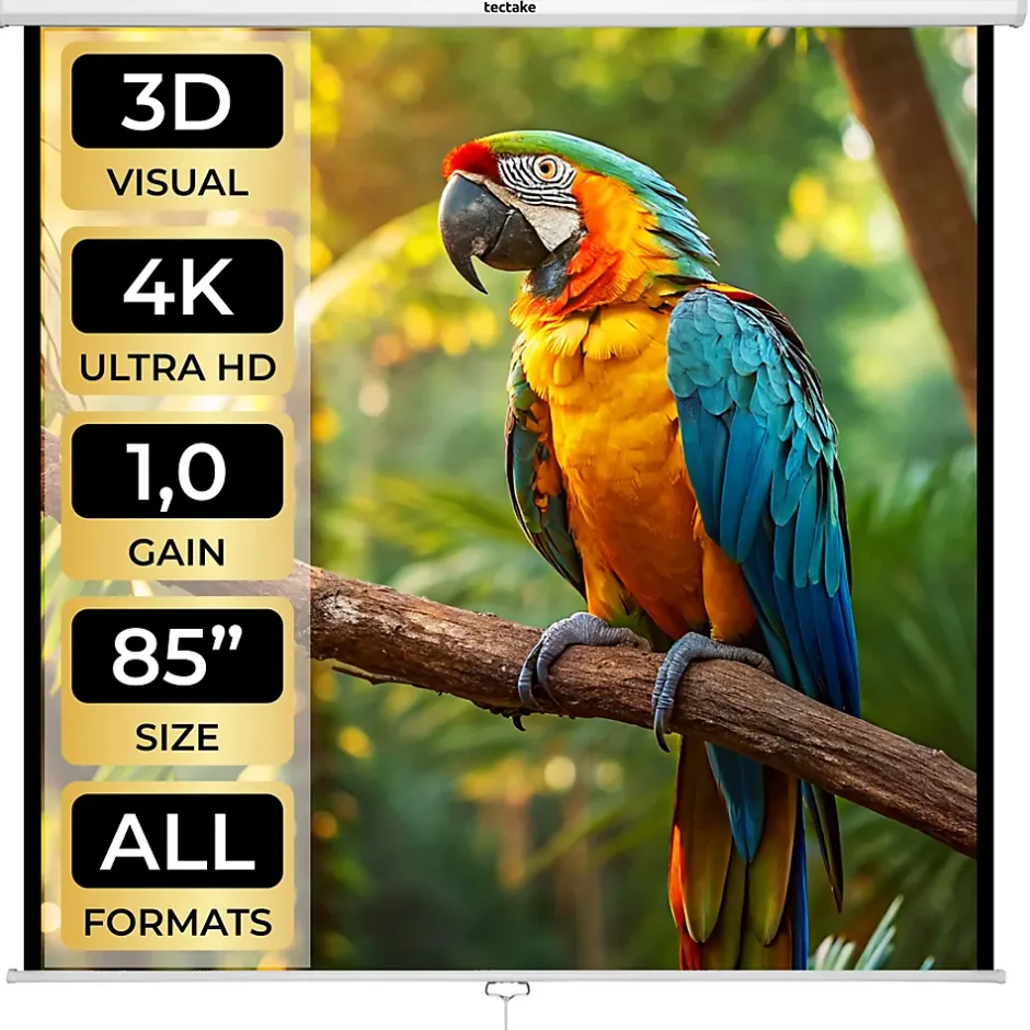 Écran de projection extensible mural en polyester blanc-Tectake Online