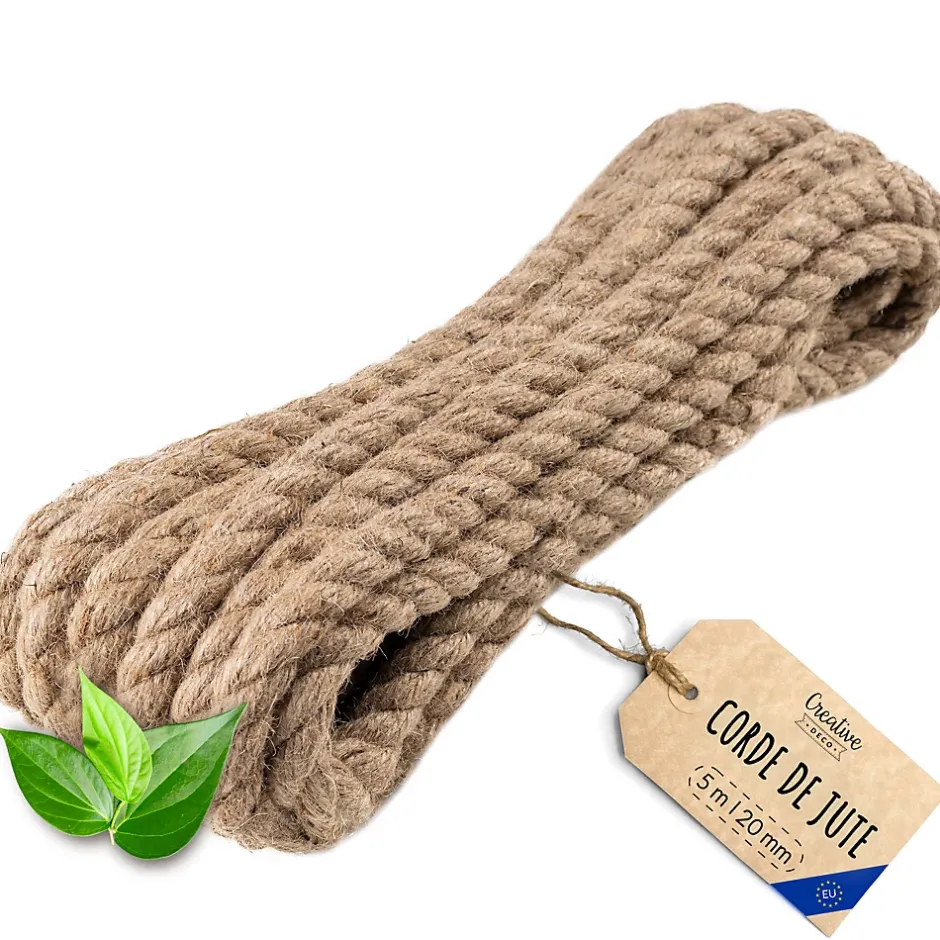 5m Corde de Jute Epaisseur 20mm - Personnalisation Possible Tous les 5m - Corde Solide - Torsadé Fibres Naturelles^Creative Deco Discount