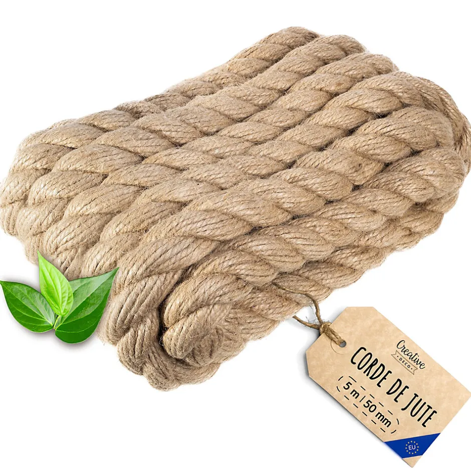 5m Corde de Jute Epaisseur 50mm - Personnalisation Possible Tous les 5m - Corde Solide - Torsadé Fibres Naturelles^Creative Deco Outlet