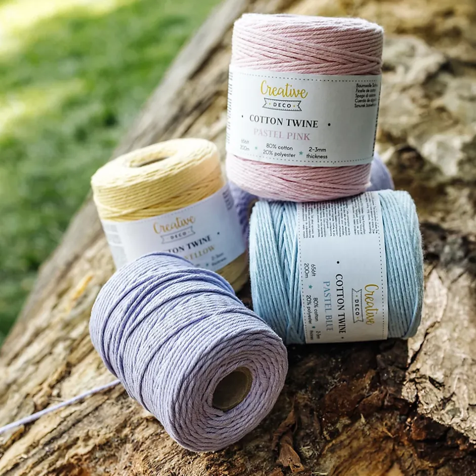 3mm x 200m Corde Macramé Violet Pastel - Fil de Coton et Polyester +/- 0.5 mm Épaisseur - 30 Plis - Ficelle Naturel^Creative Deco Discount