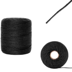 3mm x 200m Corde Macramé Noir - Fil de Coton et Polyester - +/- 0.5 mm Épaisseur - Decoration Jardinage Emballage-Creative Deco Clearance