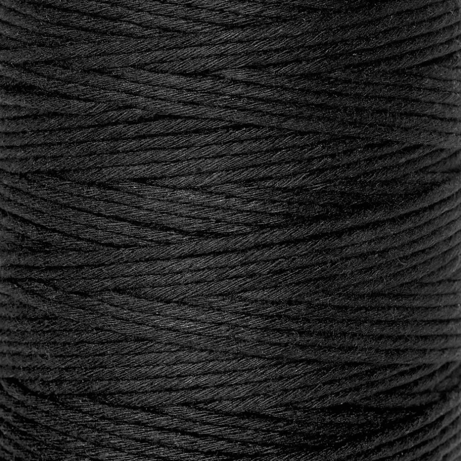 3mm x 200m Corde Macramé Noir - Fil de Coton et Polyester - +/- 0.5 mm Épaisseur - Decoration Jardinage Emballage-Creative Deco Clearance