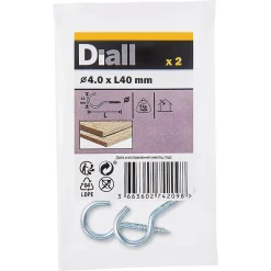 Crochet rond à visser en acier zingué 40x23 mm - 2 pièces^Diall New