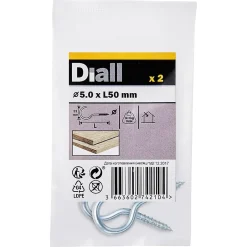 Crochet rond à visser en acier zingué 50x25 mm - 2 pièces-Diall Outlet