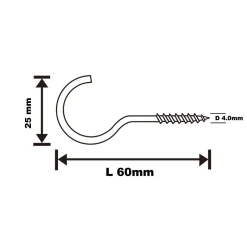 Crochet rond à visser en acier zingué 60x28 mm - 100 pièces^Diall Best
