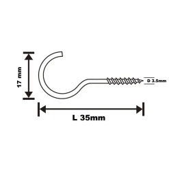 Crochet rond à visser en acier zingué 35x19 mm - 250 pièces-Diall Online