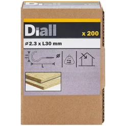 Crochet rond à visser en acier zingué 30x15 mm - 200 pièces-Diall Discount