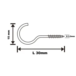 Crochet rond à visser en acier zingué 30x15 mm - 10 pièces^Diall Hot