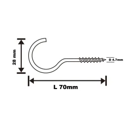 Crochet rond à visser en acier zingué 70x30 mm - 100 pièces^Diall Discount