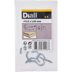 Crochet rond à visser en acier zingué 30x15 mm - 4 pièces-Diall New