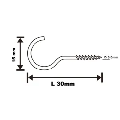 Crochet rond à visser en acier zingué 30x15 mm - 4 pièces-Diall New