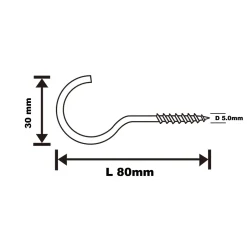 Crochet rond à visser en acier zingué 80x10 mm - 2 pièces^Diall Clearance