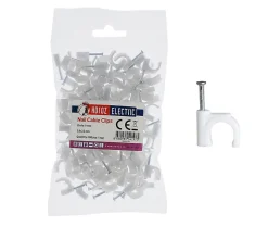 Crochets fixation / Clips de Câble ronds type FLOP fi 9 mm, blancs, boîte de 100 pcs^Horoz Electric Outlet