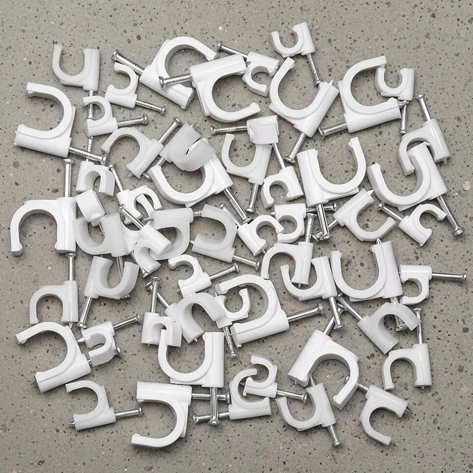 Crochets fixation / Clips de Câble ronds type FLOP fi 9 mm, blancs, boîte de 100 pcs^Horoz Electric Outlet