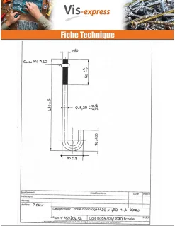 Crosse ancrage M20X420 + 1 Ecrou Acier brut - 10 pièces-Vis Express Best