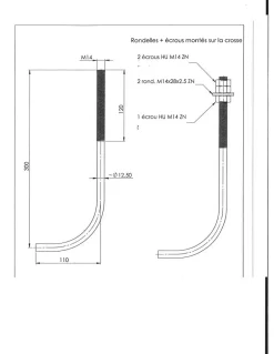 Crosse ancrage M14X300 +3 Ecrou +2 Rondelle Acier zingué - 100 pièces^Vis Express