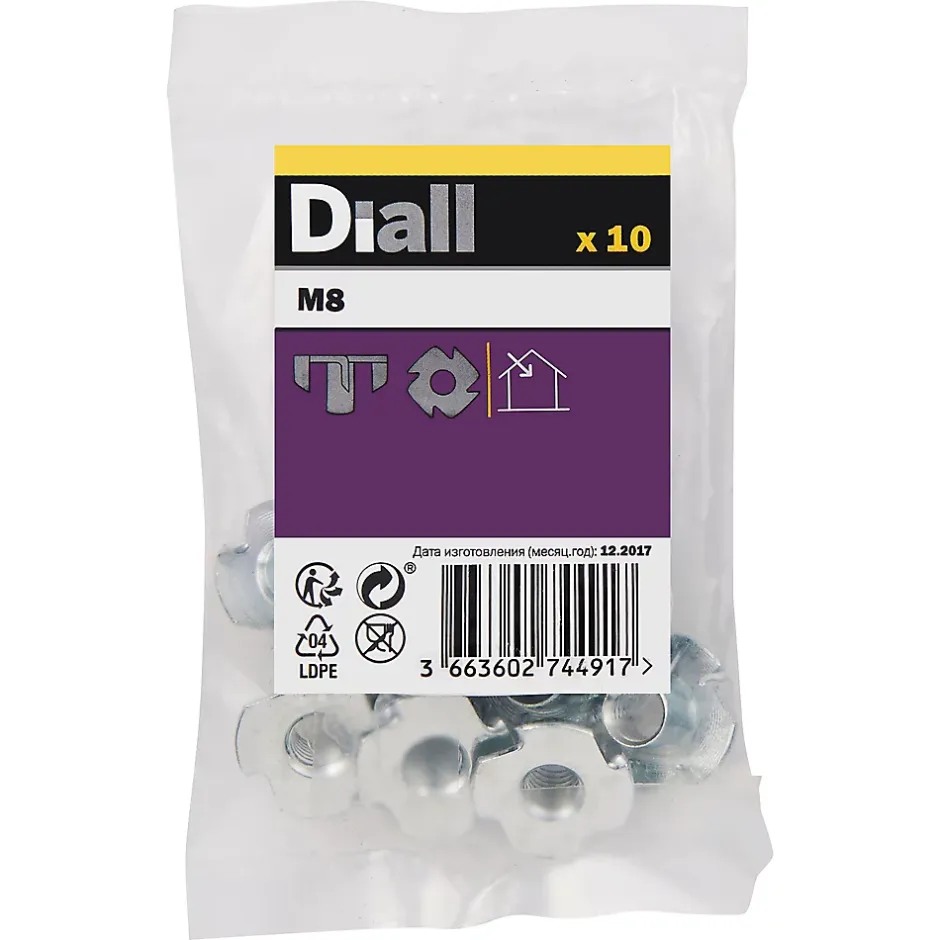 Écrous à frapper en acier zingué ø 8 - 10 pièces^Diall