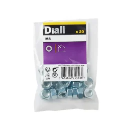 Écrous hexagonaux en acier zingué ø 8 - 20 pièces-Diall Hot