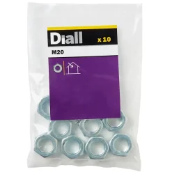 Écrous hexagonaux en acier zingué ø 20 - 10 pièces^Diall