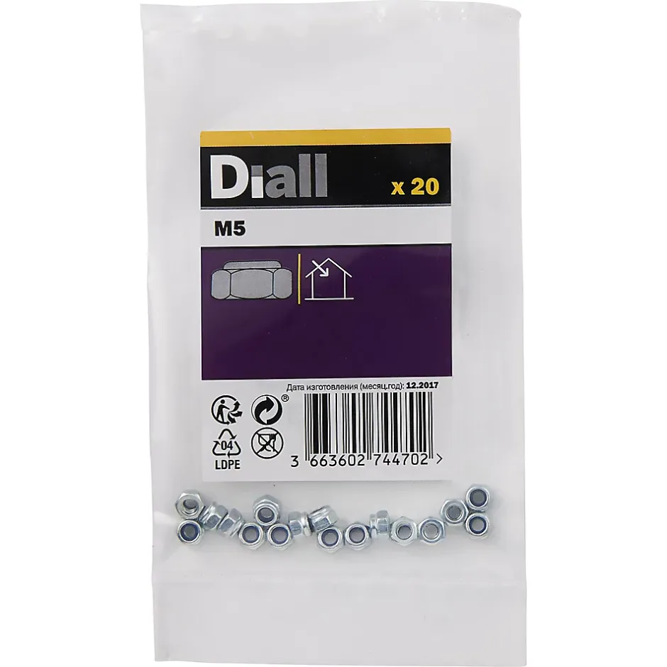 Écrous indessérables en acier zingué ø 3 - 20 pièces^Diall Best