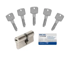 Cylindre 6 goupilles dimensions 30+30 débrayable nickelé + 5 clés réversibles^Bricard Online