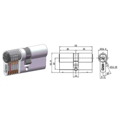 Cylindre de sécurité laiton 30 x 30 mm^Vachette Online